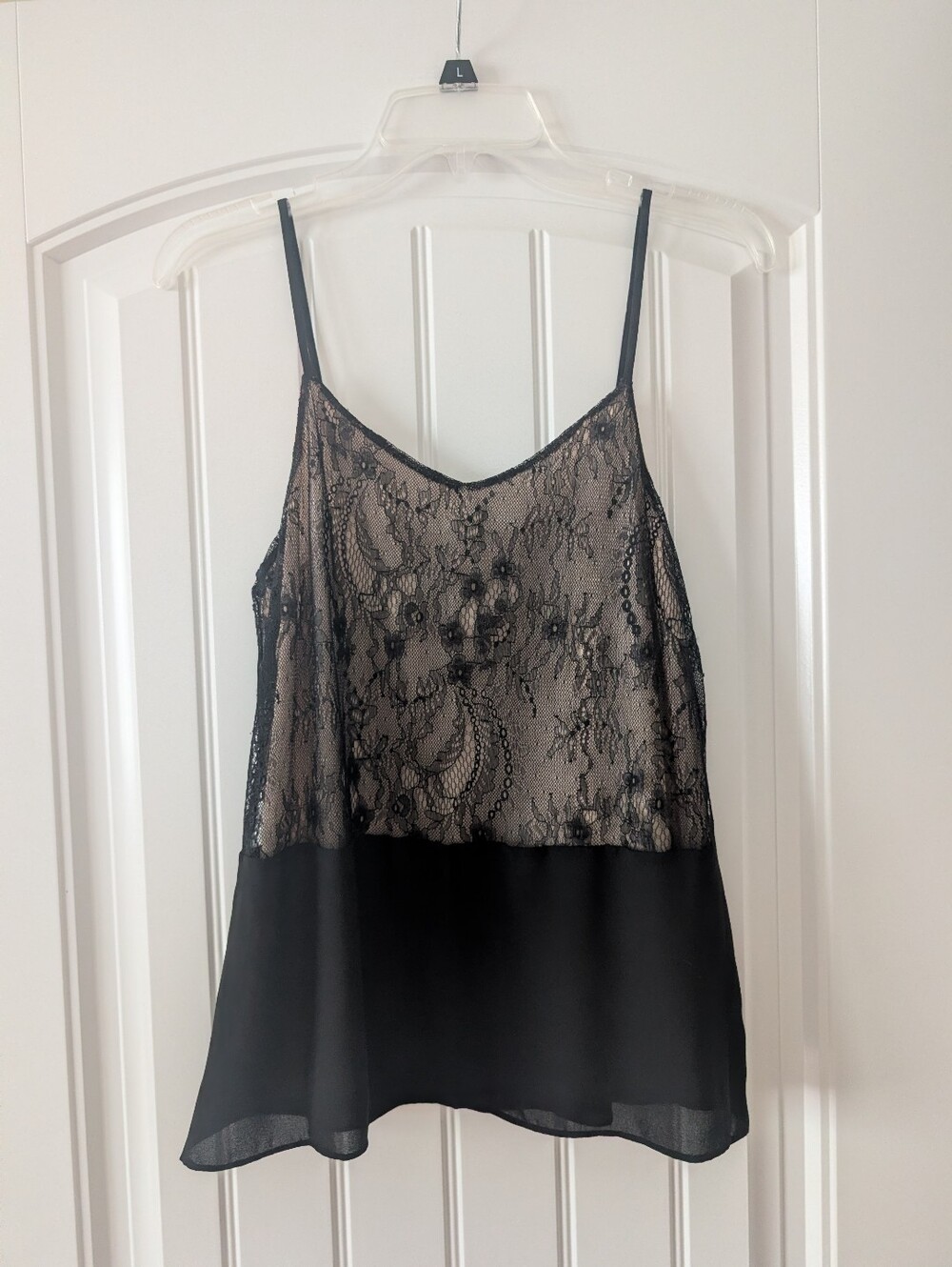 XS LOFT Black Lace Overlay Flowy Cami Top
